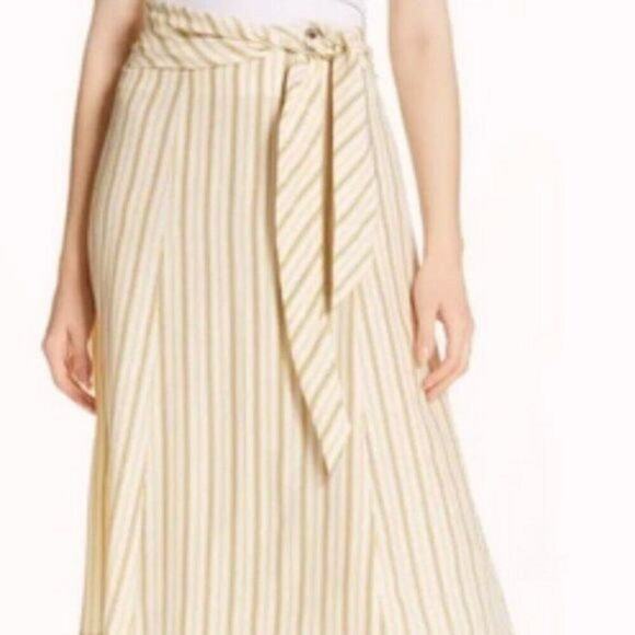 Rag & Bone Felix Stripe Silk Skirt Yellow size 12 - Picture 3 of 8